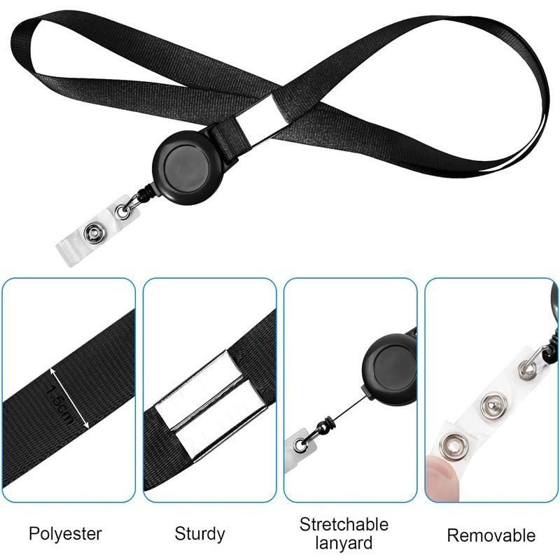 6PCS PVC Transparent Card Sleeve Waterproof Card Holder with Expandable Hang Rope Vertical Horizontal Work Cards Protections ZYF