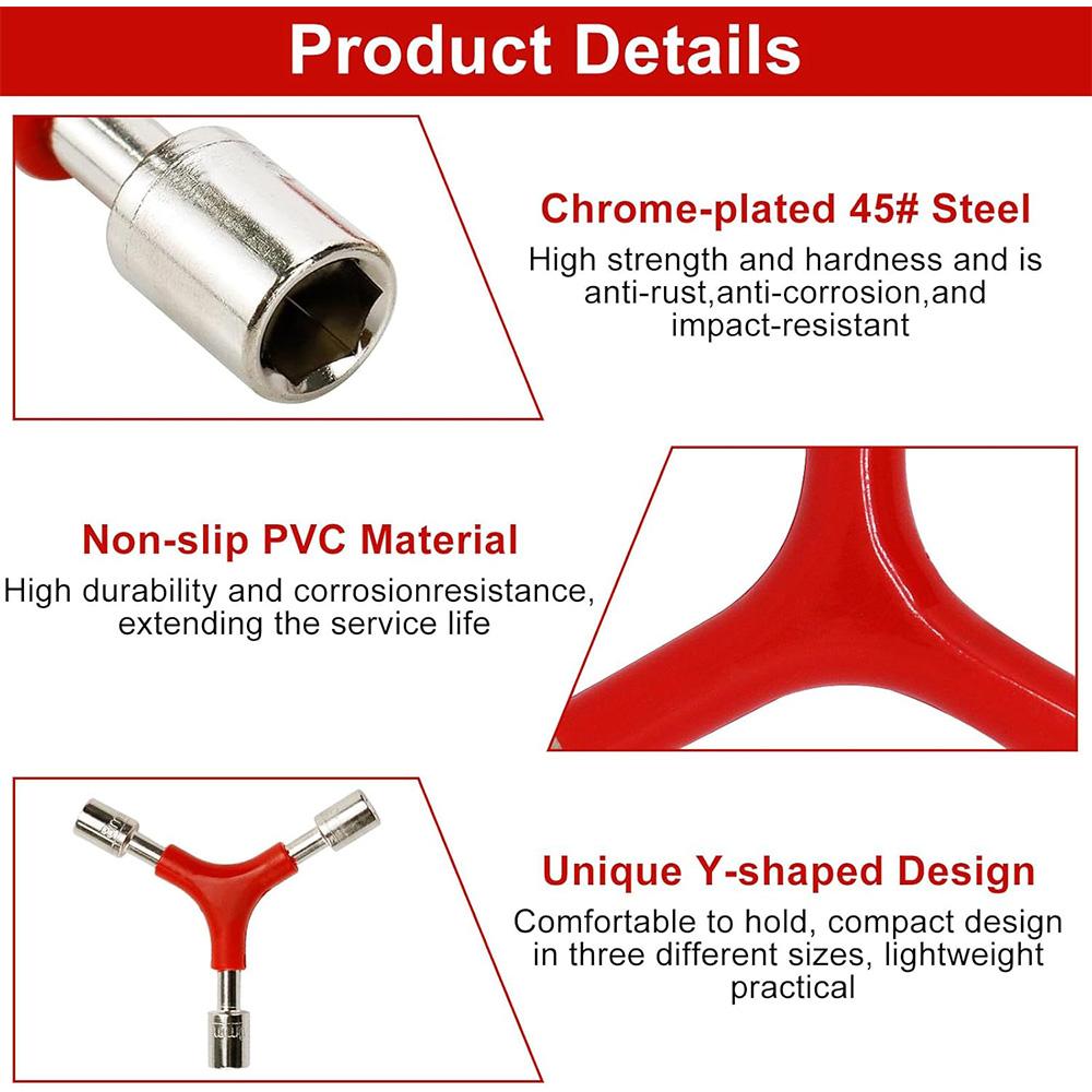 Y-Shaped 3 Way Socket Wrench Internal Hexagon Wrench,Bicycle Tire Lever for Outdoor Camping Bicycle Cycling Repair Tool