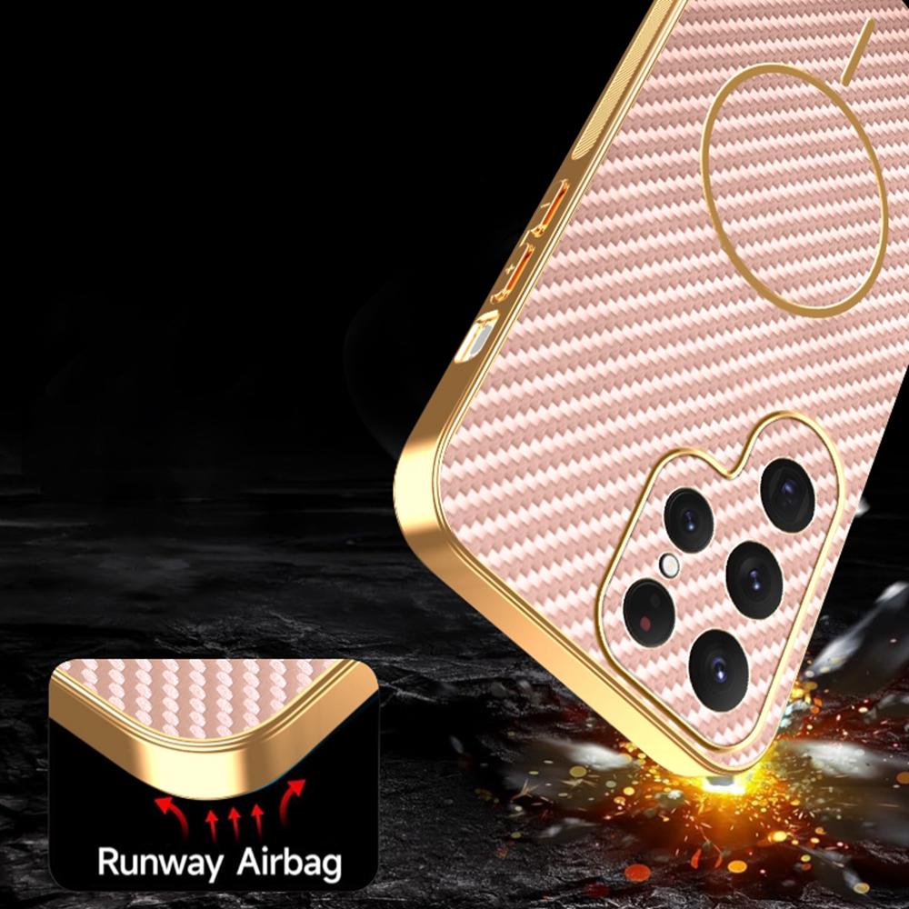 For Samsung Galaxy S26 Ultra Case Carbon Fiber Textured Electroplated TPU Phone Back Cover