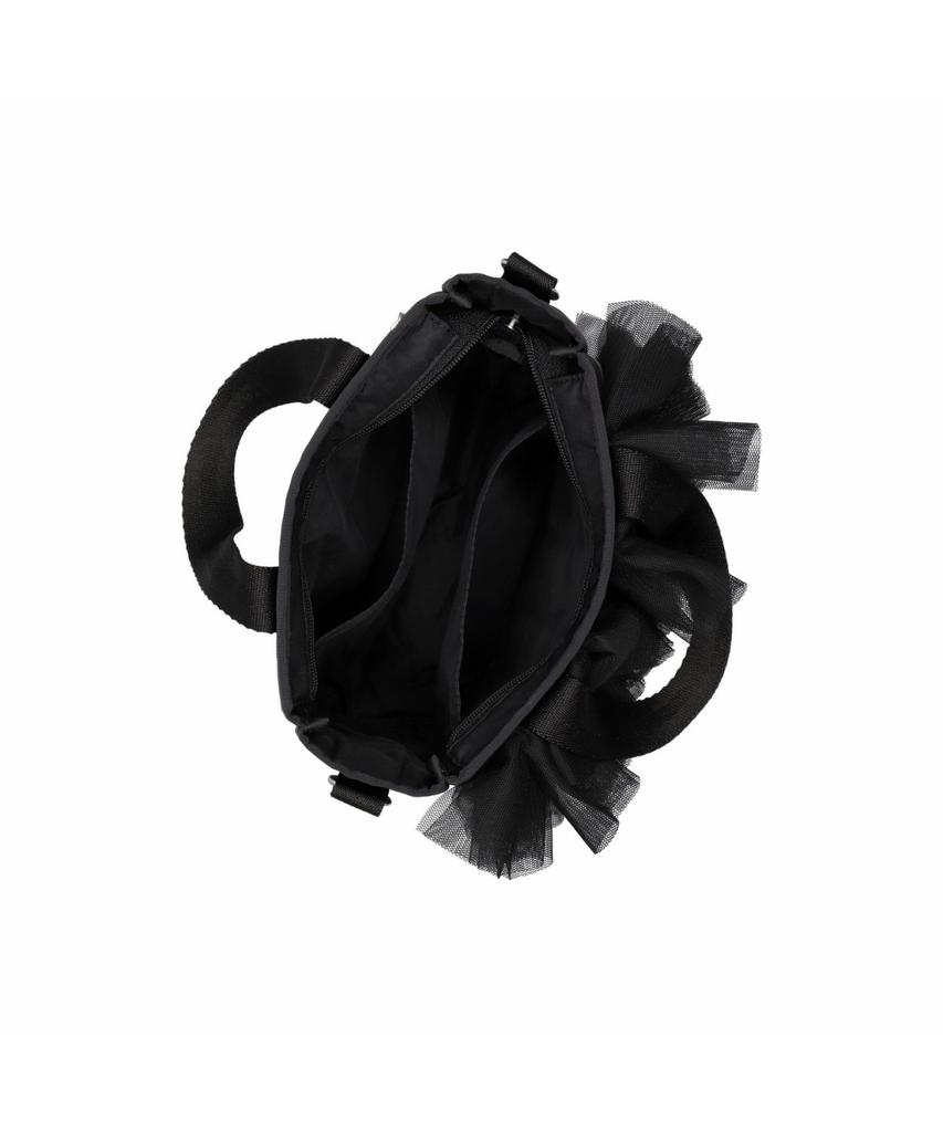 Lesportsac Black Lace Ruffle N/S Ruffle Mini Tote Bag [1832.Ld63]