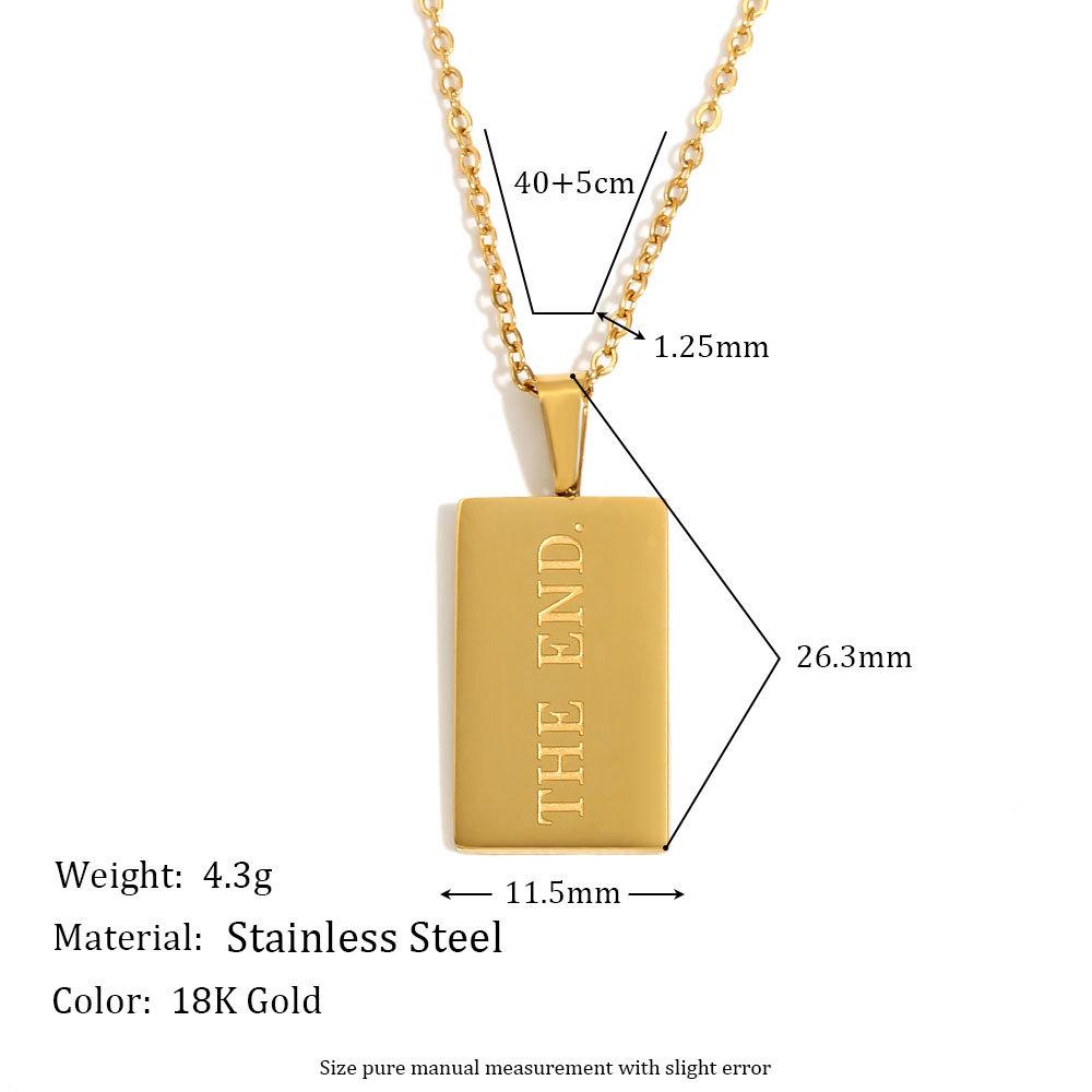 

MamacitaSlay New Vintage Couple Jewelry Motto Engraved Square Pendant Necklace 18k Gold Plated Necklaces for Women Men Jewelry 45cm