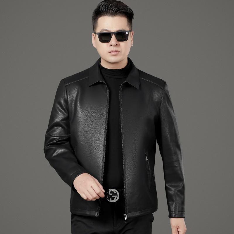 

Spring and Autumn New Genuine Leather Jacket Men s Sheepskin Jacket Business Middle-Aged Dad Soft Leather Lapel Jacket 170
