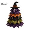 Halloween Theme Interior Decor Wooden Tree Ornament, 2D Flat Quilted Fabric Style Desktop Double Table Decorations Side Wood Sign for Home Party