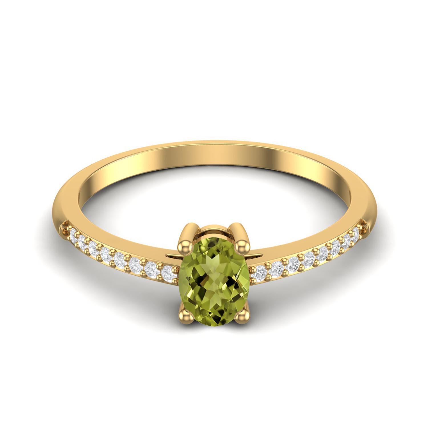 2.2 Ctw Oval Peridot 925 Sterling Silver Gold Vermeil Solitaire Women Engagement Ring 10