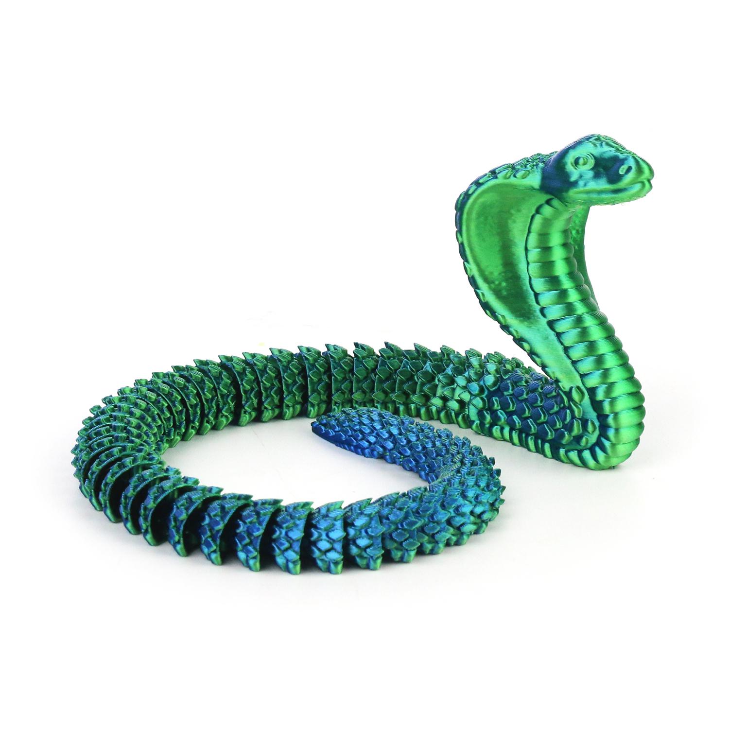 3D printed simulated snake toys, crystal snake flexible joint furniture decoration toys, creative figurines OneSize