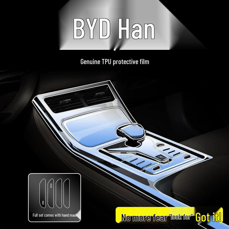 BYD Han Innenfolien-Set: Passend für 25 Modelle - Enthält TPU-Folien für Navigationsbildschirm, Schalthebel, Scheinwerfer und B-Säule