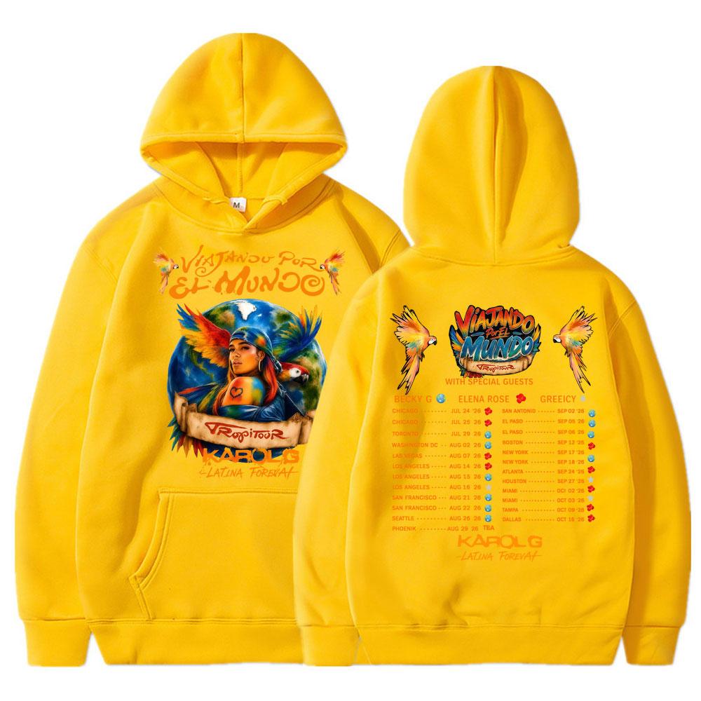 Karol G Tropicoqueta Tour Album Hoodies Men Women Fashion Popular Music Tracksuit Casual Fleece Sweatshirt Streetwear