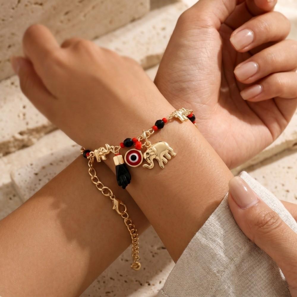 Adjustable Bohemian Style Bead Bracelet Vintage Retro Bracelet Fashion Elephant Bracelet Women