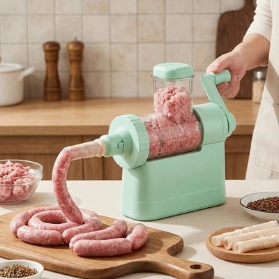 Fast Filling Manual Sausage Stuffer with 4 Filling Nozzles Detachable Sausage Filling Machine Large Capacity Plastic