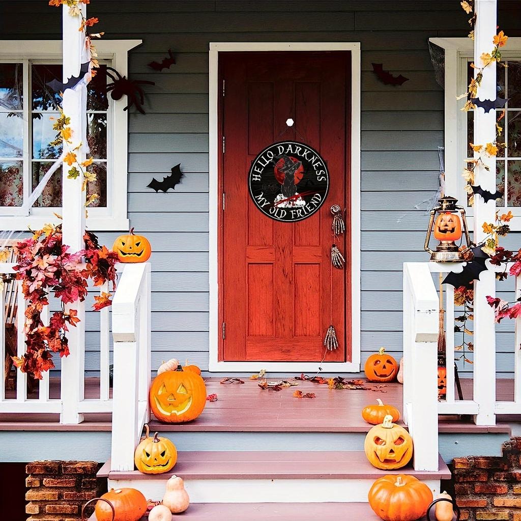 2d Flat 20*20cm, Popular Home Decoration, Halloween Black Cat Wooden Circular Logo, Creative Decorative Board, for Club, Garden, Bar Decor.