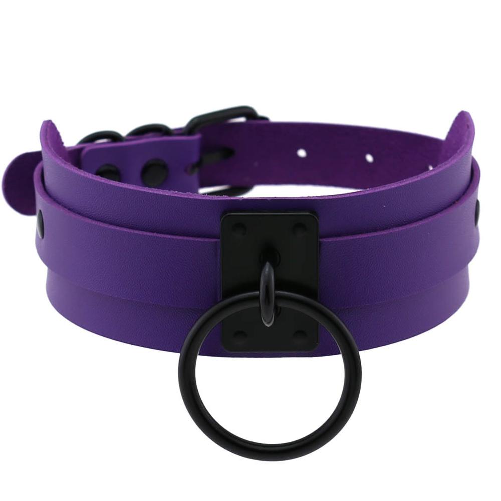 DIEZI Harajuku Cosplay Gothic Necklaces Black Big Circle Necklaces Leather Choker Necklaces Women Men Jewelry Fashion  Goth