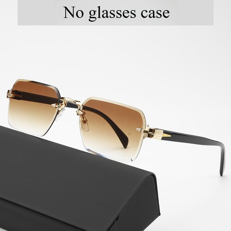 New Square Frameless Sunglasses Street Style Fashionable Versatile Edge Cutting Glasses Unisex  Accessories