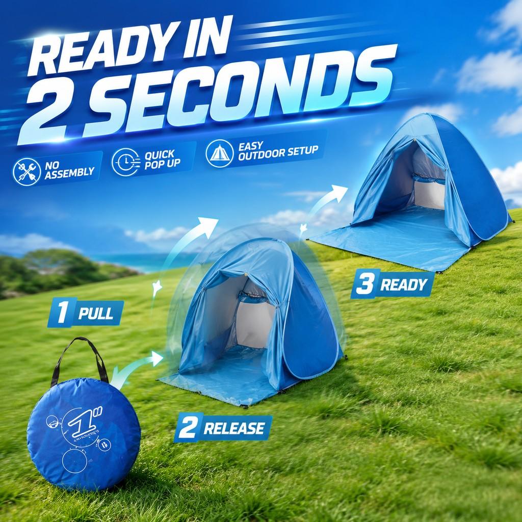 Beach Tent Fully Automatic 2-second Quick Opening Outdoor Sunshade Tent