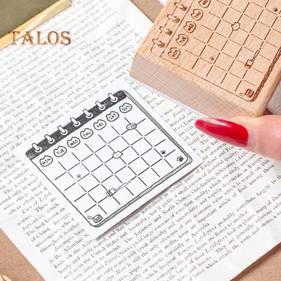 Kreskówkowy Kot Stempel Planera DIY Scrapbooking Tygodniowy Miesięczny Harmonogram Planowania Zegar Czasu Kalendarz Codzienna Lista Rzeczy do Zrobienia Dekoracyjne Drewniane Klocki Stempli