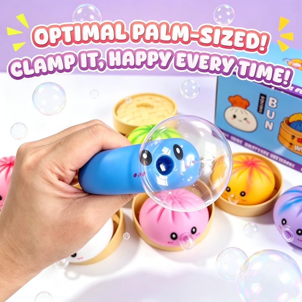 Dumpling Squishies Blow Bubbles Toy Dumpling Squishies Set with Steamer New Bubble-Blowing Squishies, Stretchy Fidget Sensory