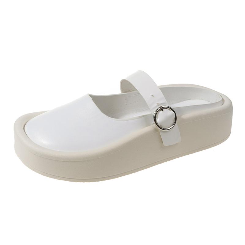 

Модні жіночі напівтапочки Lazy Shoes Товста підошва Плюс Height Ugly Slippers Весняна товста підошва Суцільна пряжка Повсякденні тапочки Жіноче взуття 38 бежевий