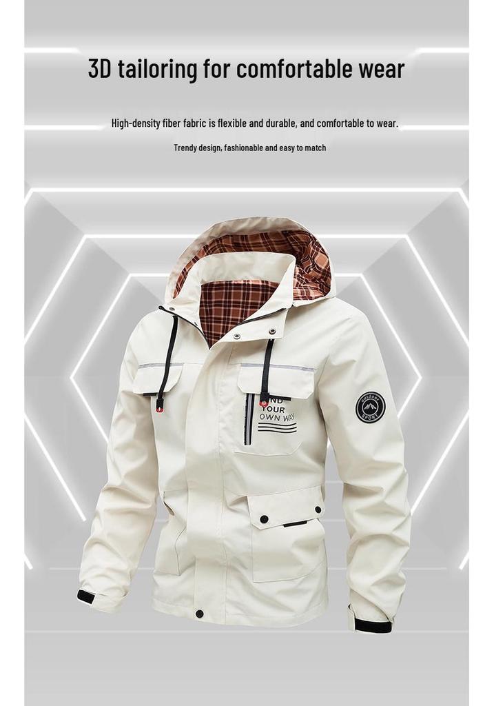 Chaqueta Cortavientos Multibolsillos para Hombre Estilo Americano para Primavera y Otoño