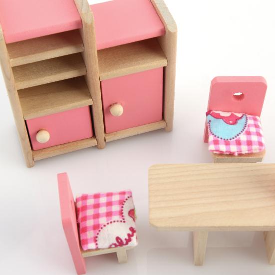 Kids Mini Table Chair Cabinet for 1/12 Dollhouse Bearoom Living Room DIY Accessories