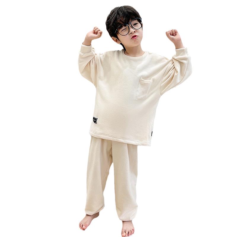 Boys' Autumn/Winter Fleece Pajama Set - Velvet, Mid/Large Kids