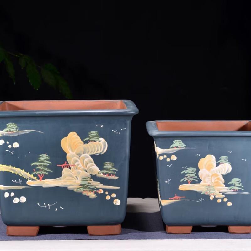 Zisha Cliff Style Bonsai Pot with Drip Tray