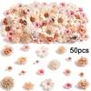 50Pcs New Multicolor Faux Flower Heads DIY Silk Artificial Flowers Heads Fake Peony Daisy Rose Flowers Home Decoration