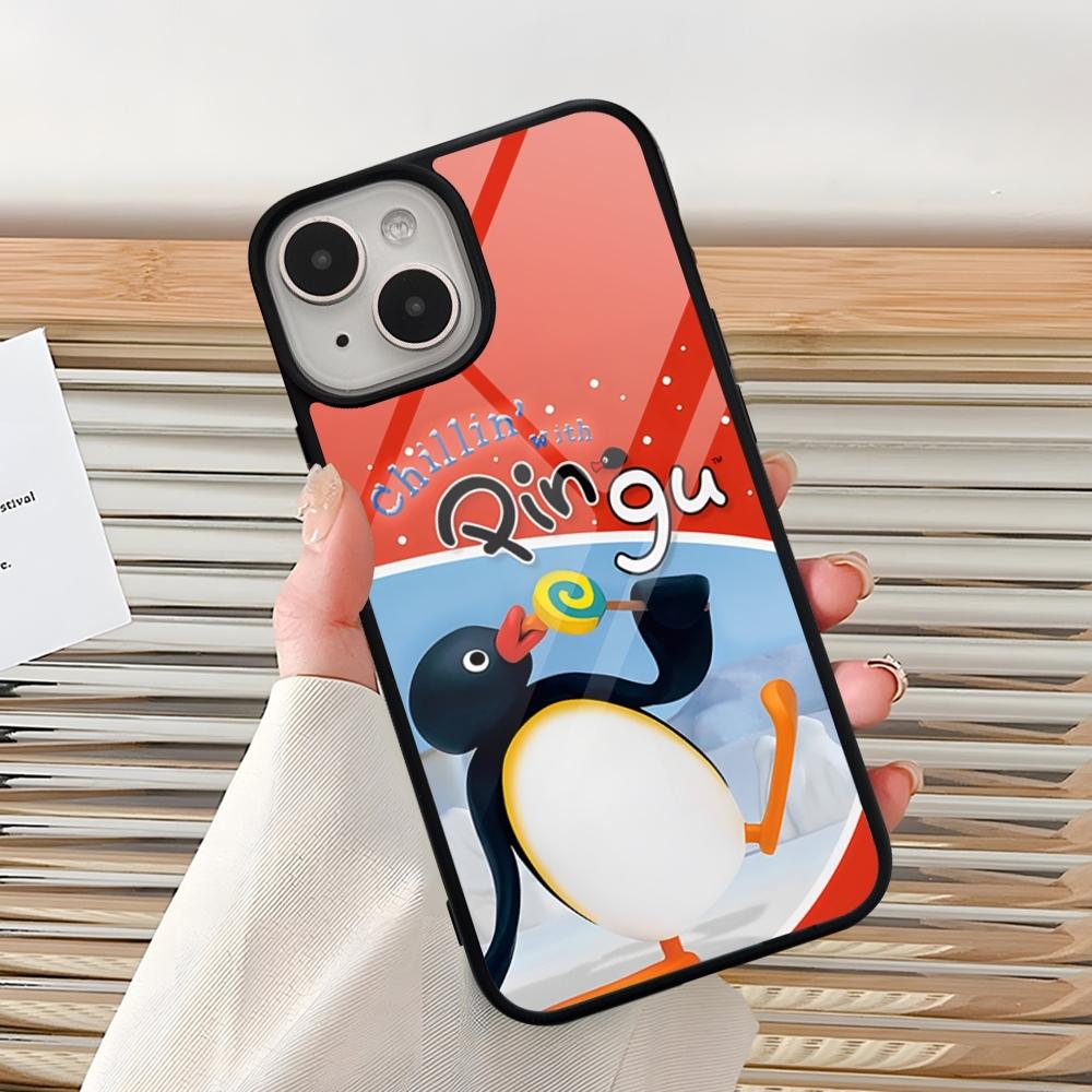 Cartoon Pingu Penguin Phone Case For Iphone 16 Pro 15 Pro Max 14 12 11 13 Mini 8 7 Plus X Xs XR PC+TPU Design Cover