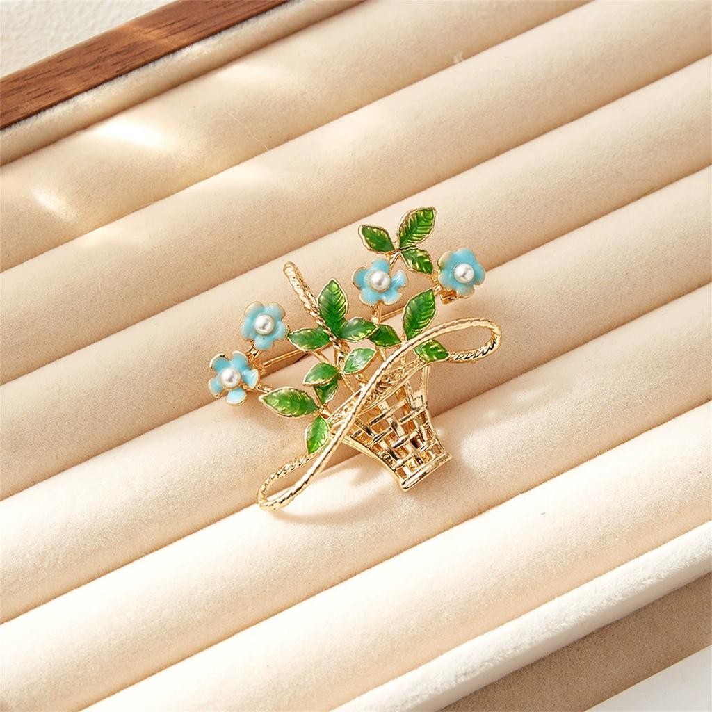 1Pc Retro Creative Flower Basket Brooch Art Fresh Pin Personalized Art Jewelry Accessories Clothing Bag Decoration Gift Trend