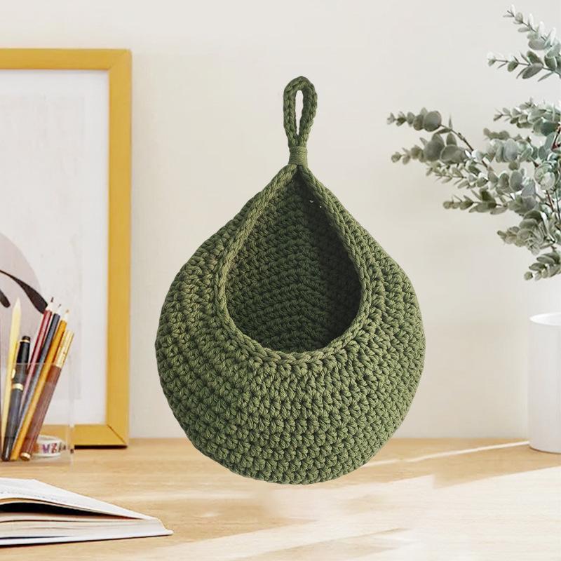 Handmade Cotton Rope Crochet Fruit Net Bag - Woven Kitchen Storage, Bird's Nest & Water Drop Design