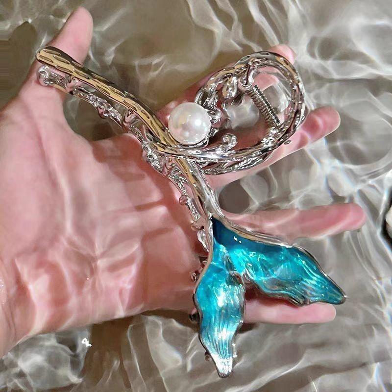 

Хвост русалки~Очень большая металлическая заколка для волос для затылка женщин 2025 Новинка Объем волос Мульти-зажим «акула» Зажим премиум-класса Fish tail gripper