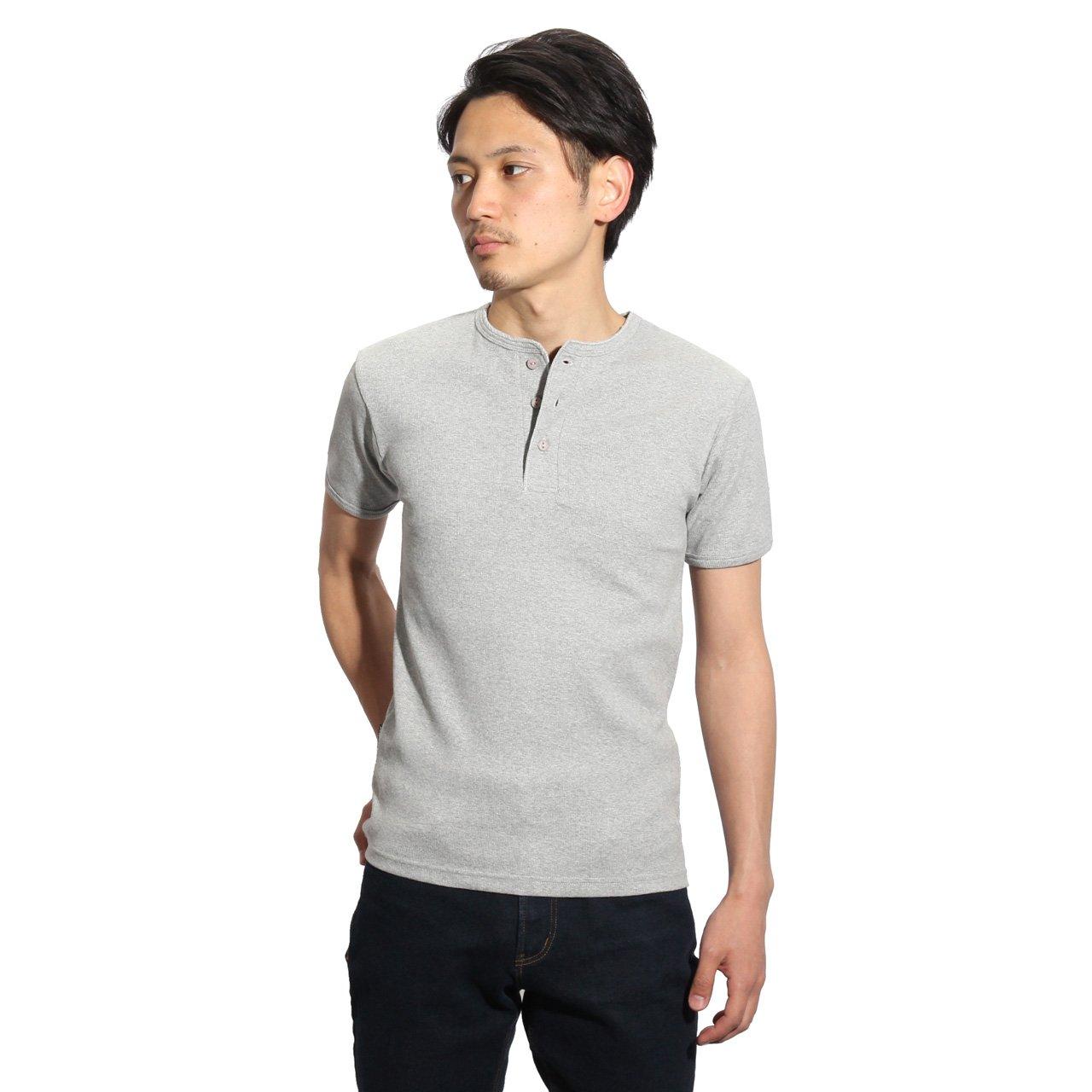 Avirex Daily Henley Neck Rib Short Size Mail Order T-Shirt, Sleeve, M, Gray, серый