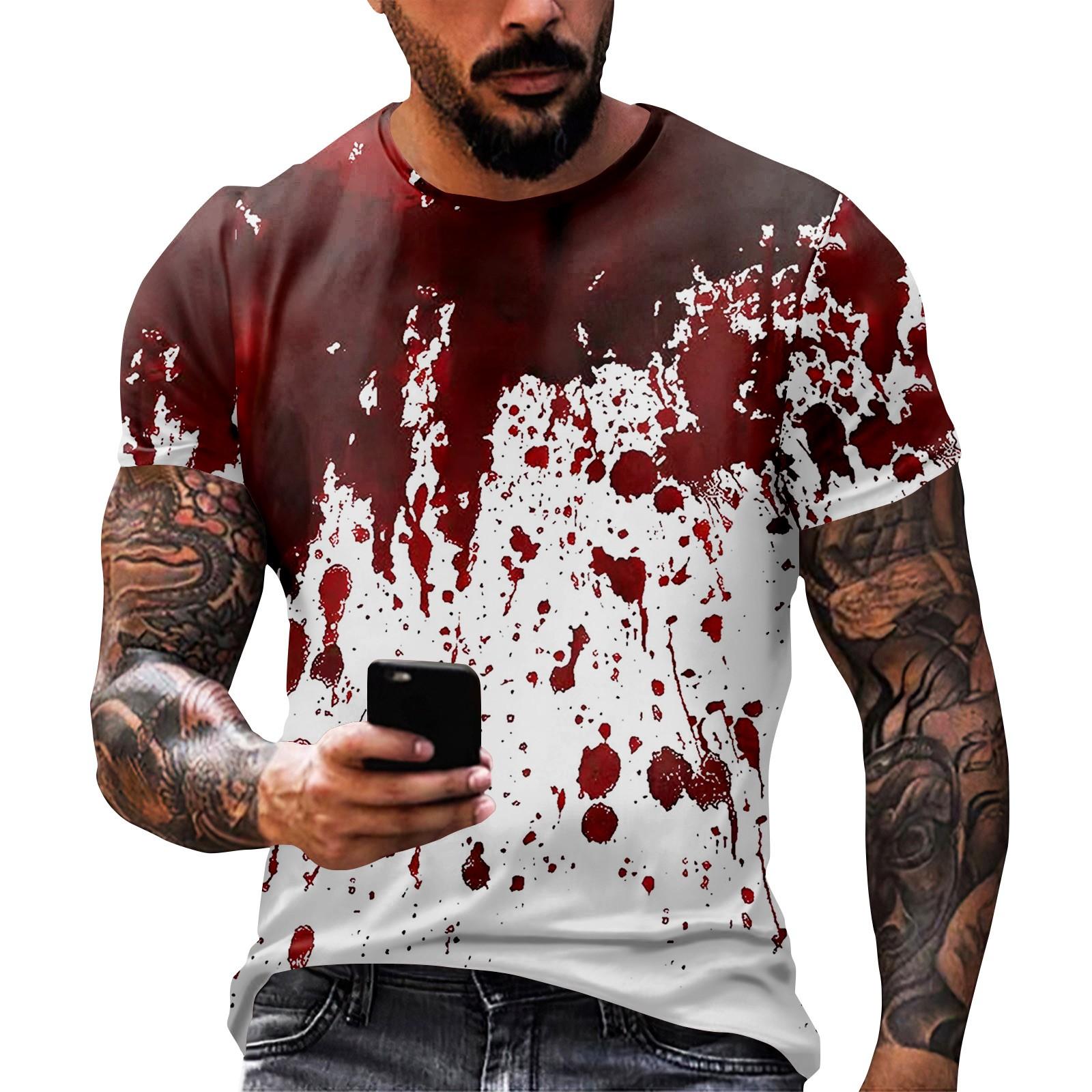 

Halloween Print - Men s Printed Casual Round Neck Short Sleeved T-shirt L Кіновар