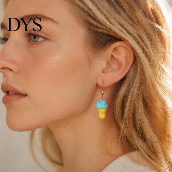 Women Dangle Earrings 1 Pair Cute Ice Cream Earrings, Fun Imitation Party Food Drop Summer Jewelry Gifts for Girls Ear