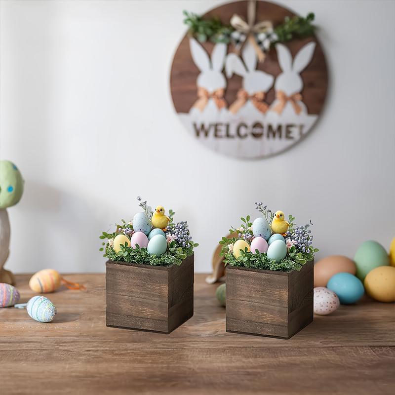 1/2/4PC Small Home Flower Box Table Pencil Holder Bohemian Wooden Planter Wedding Square Rustic Garden