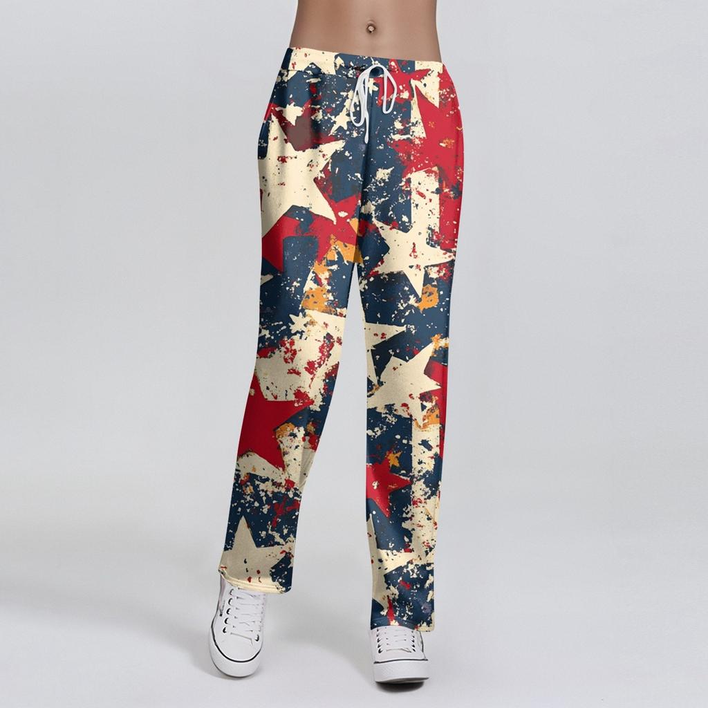 Damenmode Locker Lässig Unabhängigkeitstag Print Schlaghose