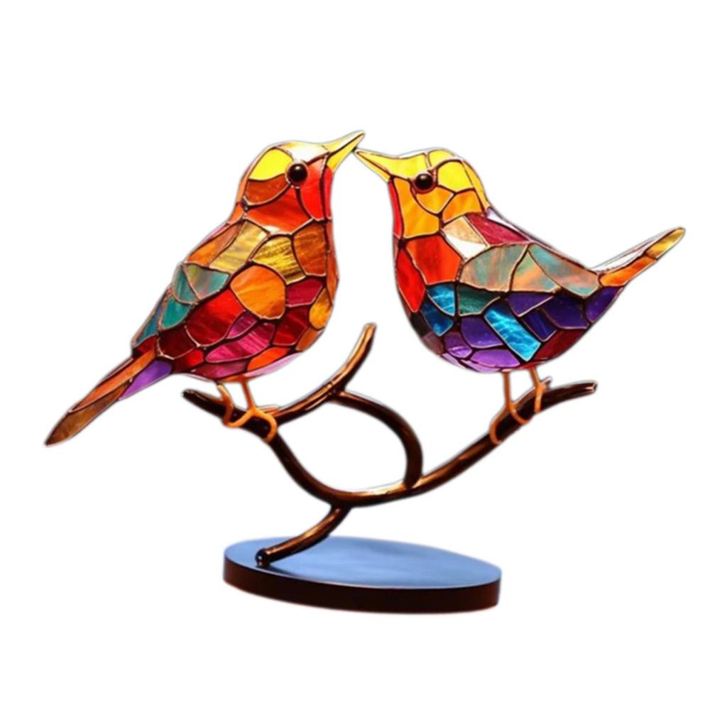 Bird Statue Centerpiece Multicolor Figurine Metal Birds Sculpture Birds Desktop Ornament Home Decor for Indoor Fireplace Outdoor