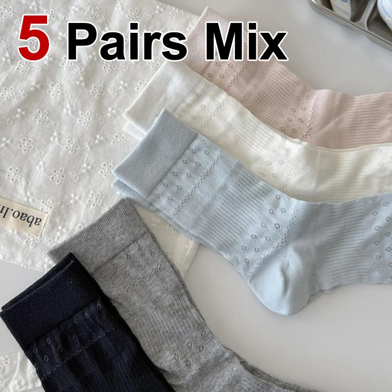 

5/10 пар женских носков с цветочным узором, тонкие, впитывающие пот, дышащие, милые, повседневные носки на весну и лето One Size