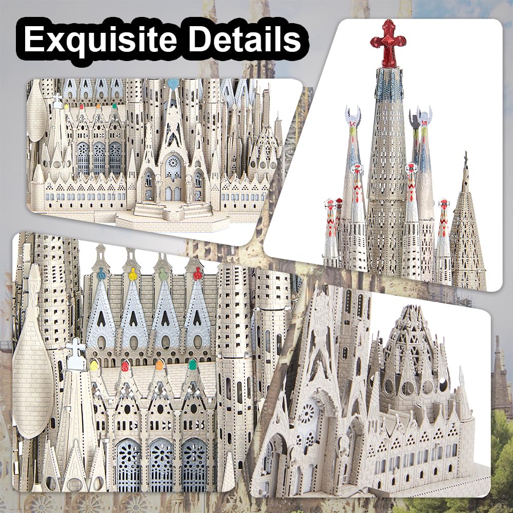 Piececool Sagrada Familia 3D Puzzle Berühmtes Architektonisches Gebäude Metall Nano Puzzle Montage Erforderlich Kleber Schwierigkeitsgrad 6 Sterne Mittelstufe