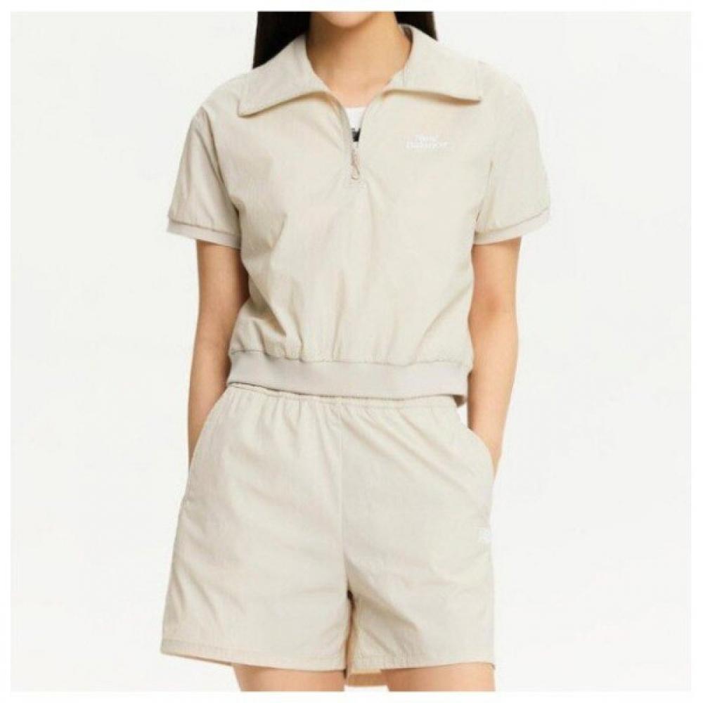 

New Balance Футболка с коротким рукавом Frozen Тканая стрейч воротник на половину молнии Kqj Nbnfe3w612 35 Beige series/85