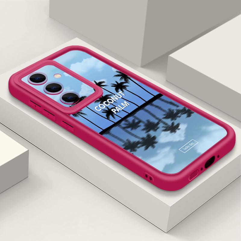 Seaside Coconut Print Case For Samsung A57 A37 A27 A17 S26 Ultra S25 FE A56 A36 A16 A55 A35 A15 A54 5G S21 S22 S23 S24 Plus Shockproof Bumper Cover