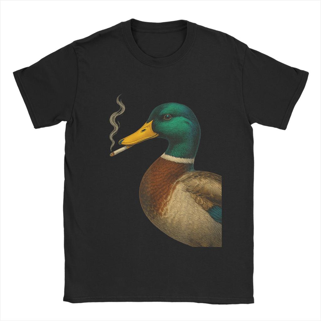Mallard Duck Smoking A Cigarette Vintage Funny Duck Hunting T Shirt Summer Cotton T-Shirts For Men Harajuku Print Tshirt