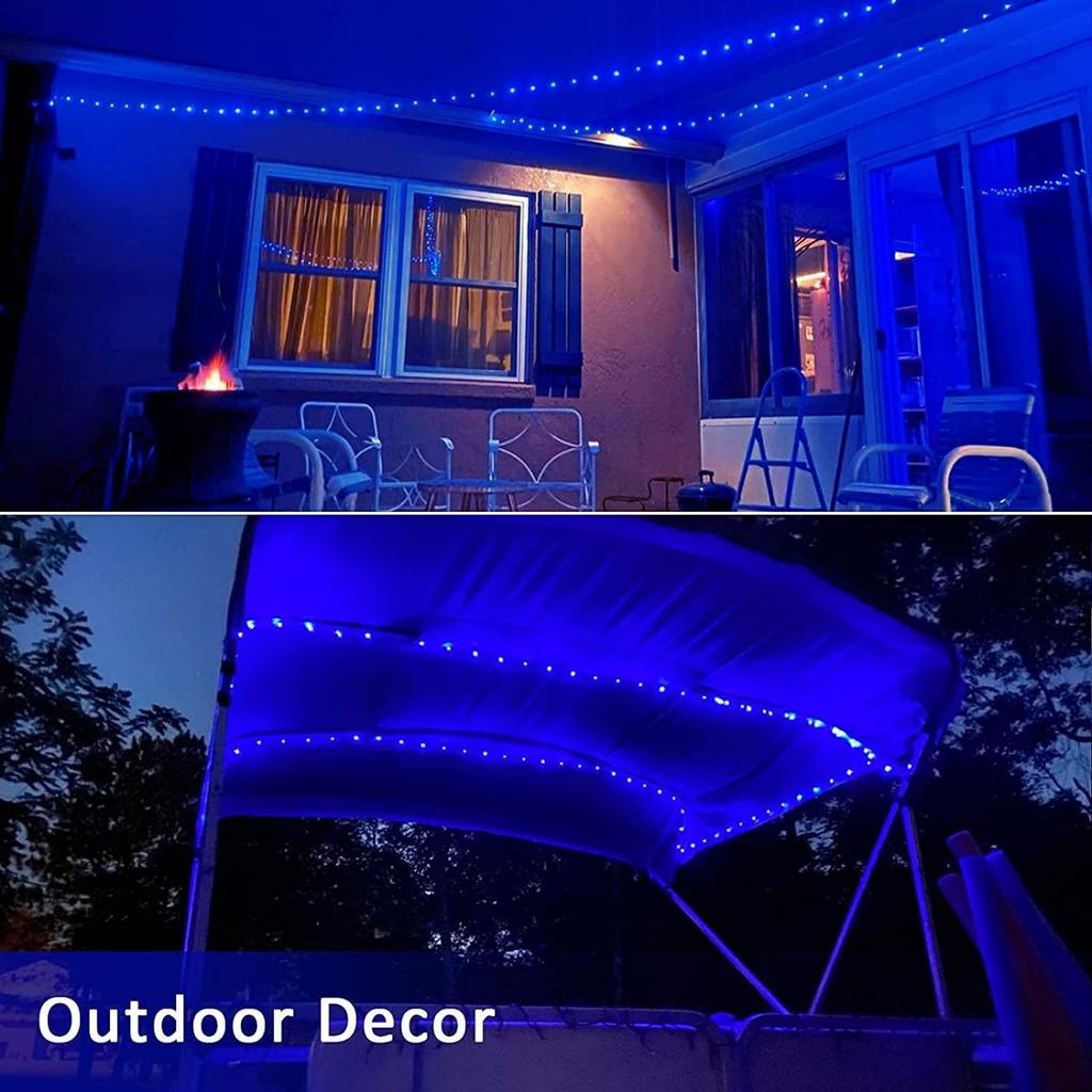 Outdoor String Lights 66ft 200LED String Lights, Waterproof Christmas Lights With Remote Control, Blue