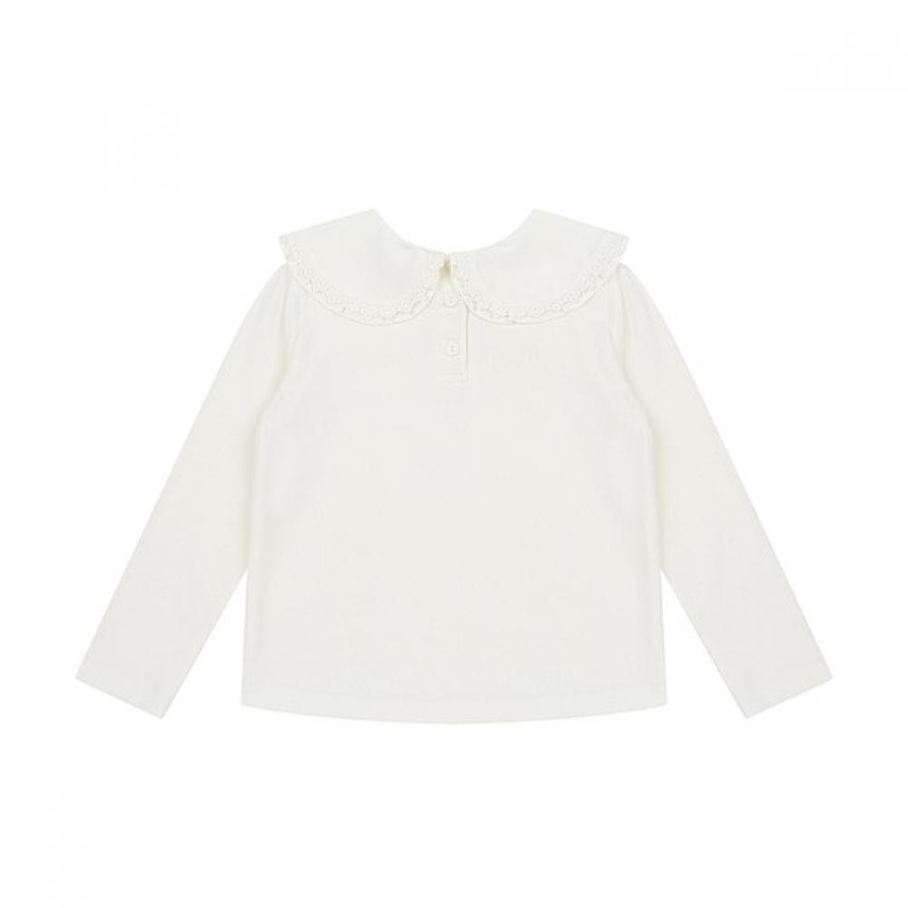 Tiffany Ivory Ribbed Collar T shirT