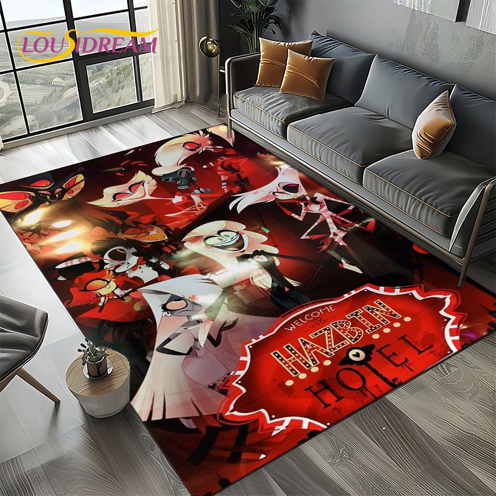 2025 H-Hazbin Hotel Charlie Cartoon Carpet Rug for Bedroom Living Room Home Sofa Decoration,kids Game Play Decor Floor Mat Gift