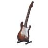 Miniature Electric Guitar Coffee Color 7.1in Long Wood Coated Surface Mini Guitar Model with Holder
