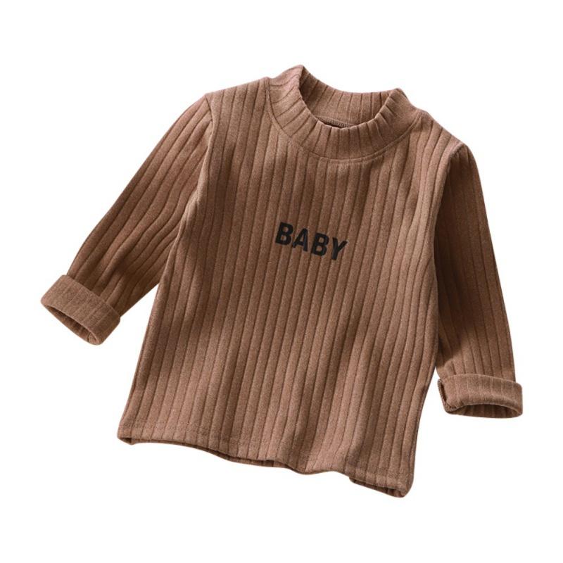 Baby Warm Top Long Sleeved Elastic T-Shirt Solid Color Kids Top