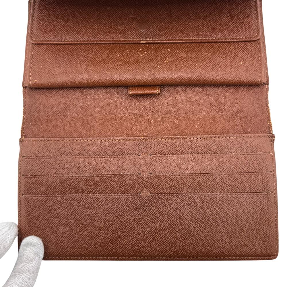 LOUIS VUITTON M61215 Monogram leather Portefeuille International Purse Sunburn leather Women Used