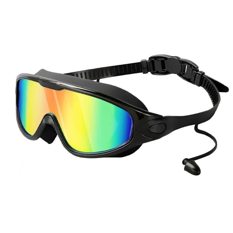 

Adult Swimming Goggles Leakproof Swim Goggles With Ear Plugs Large Frame Swimming Glasses for Water Sports помаранчевий