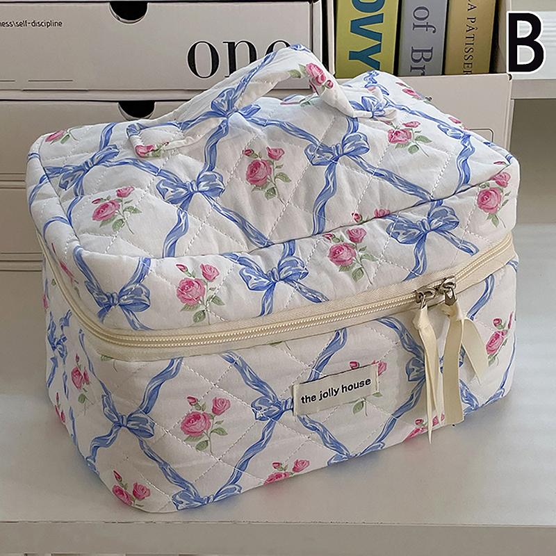 Bow Rose Flower Cosmetic Bag Skincare Makeup Organizer Washing Bag For Travel Cosmetics Storage Bag