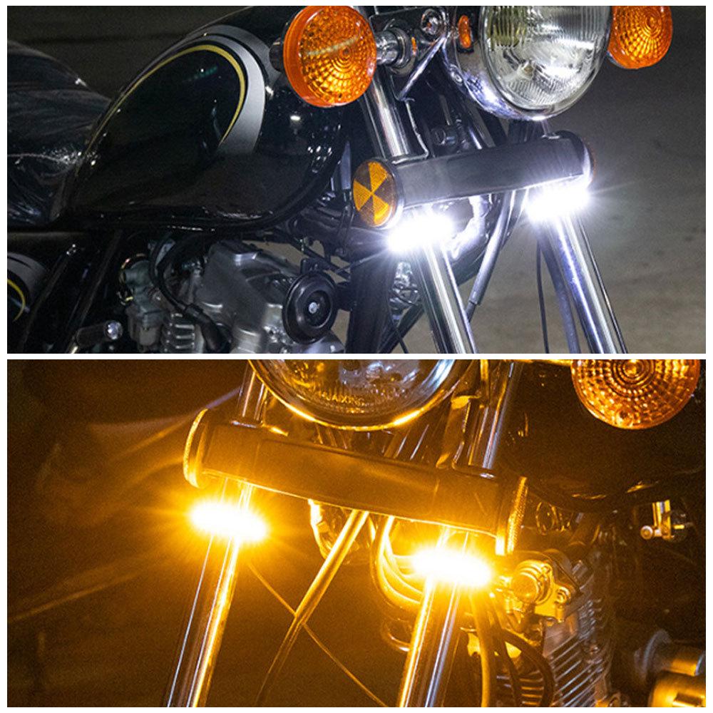 LED Dual-Color Front Shock Fork Light Strip with Turn Signal for Off-Road Motorcycles