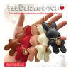 Rabbit Keychain Stuffed Toy Leather Korean Fluffy Animal Fashionable Cute Adult Girls Bag Charm Rabbit Key Ring Ladies Women Girls